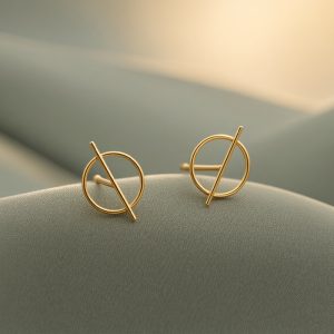 گوشواره میخی دایره و خط مینیمال E0005